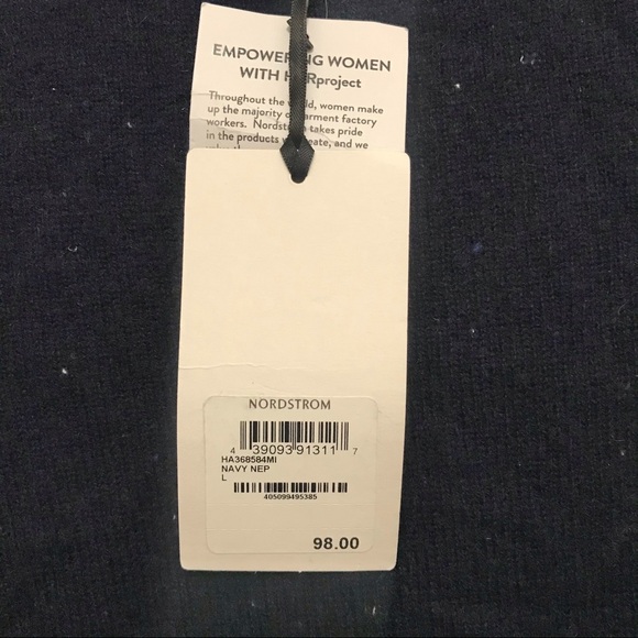 Halogen Navy Blue White Flecked Cashmere Sweater - Picture 5 of 5